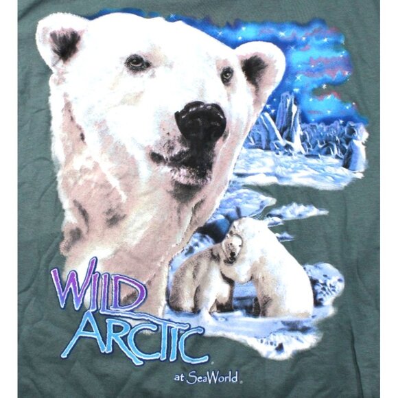 NWT VTG 90's Wild Arctic SeaWorld Polar Bear Graphic Tultex Tee Shirt Medium - Picture 2 of 6